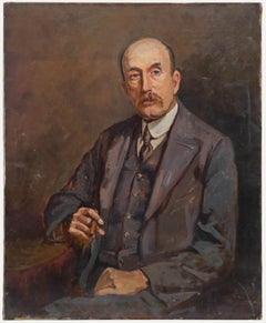 Luc De Decker (1907-1982) - Mid 20th Century Oil, Gentleman Holding a Cigar