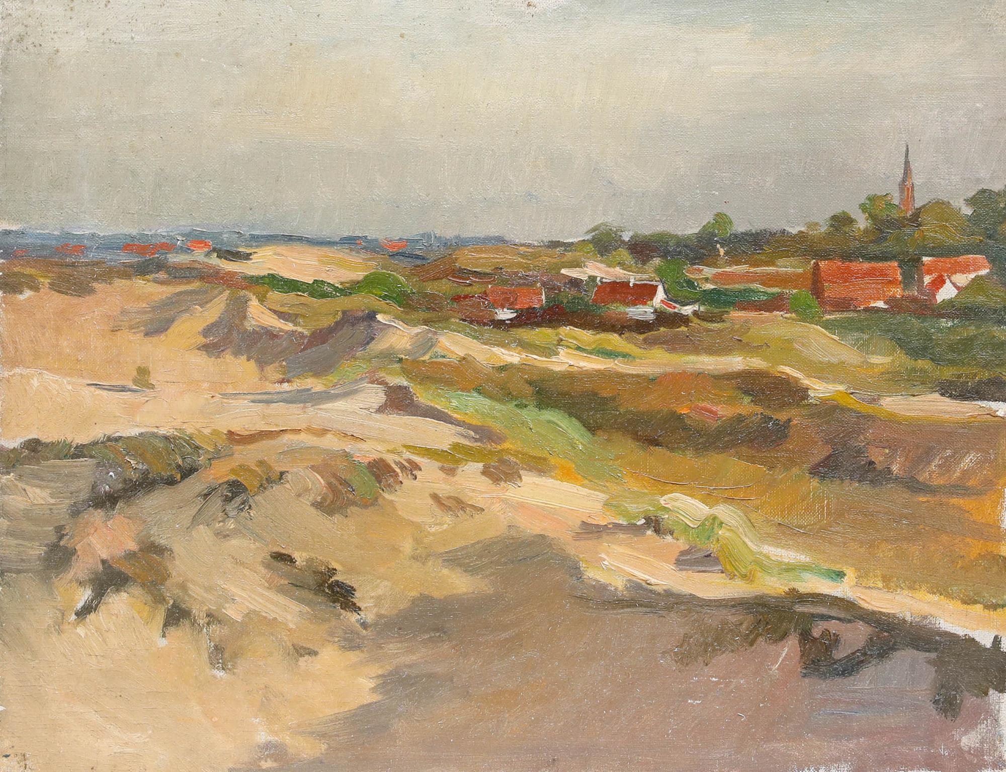 Luc De Decker (1907-1982) – Ölgemälde, Erntefelder des mittleren 20. Jahrhunderts – Painting von Unknown