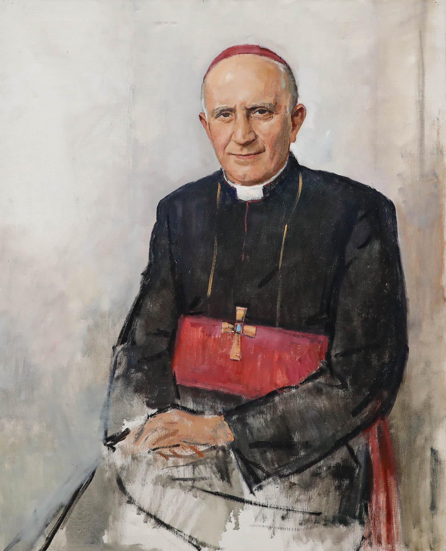 Luc De Decker (1907-1982) – Ölgemälde, Porträt eines Priesters, Mitte des 20. Jahrhunderts – Painting von Unknown