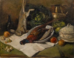 Luc De Decker (1907-1982) - Oil, Still life with Game, Vegetables & Crockery