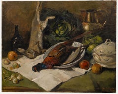 Luc De Decker (1907-1982) - Oil, Still life with Game, Vegetables & Crockery