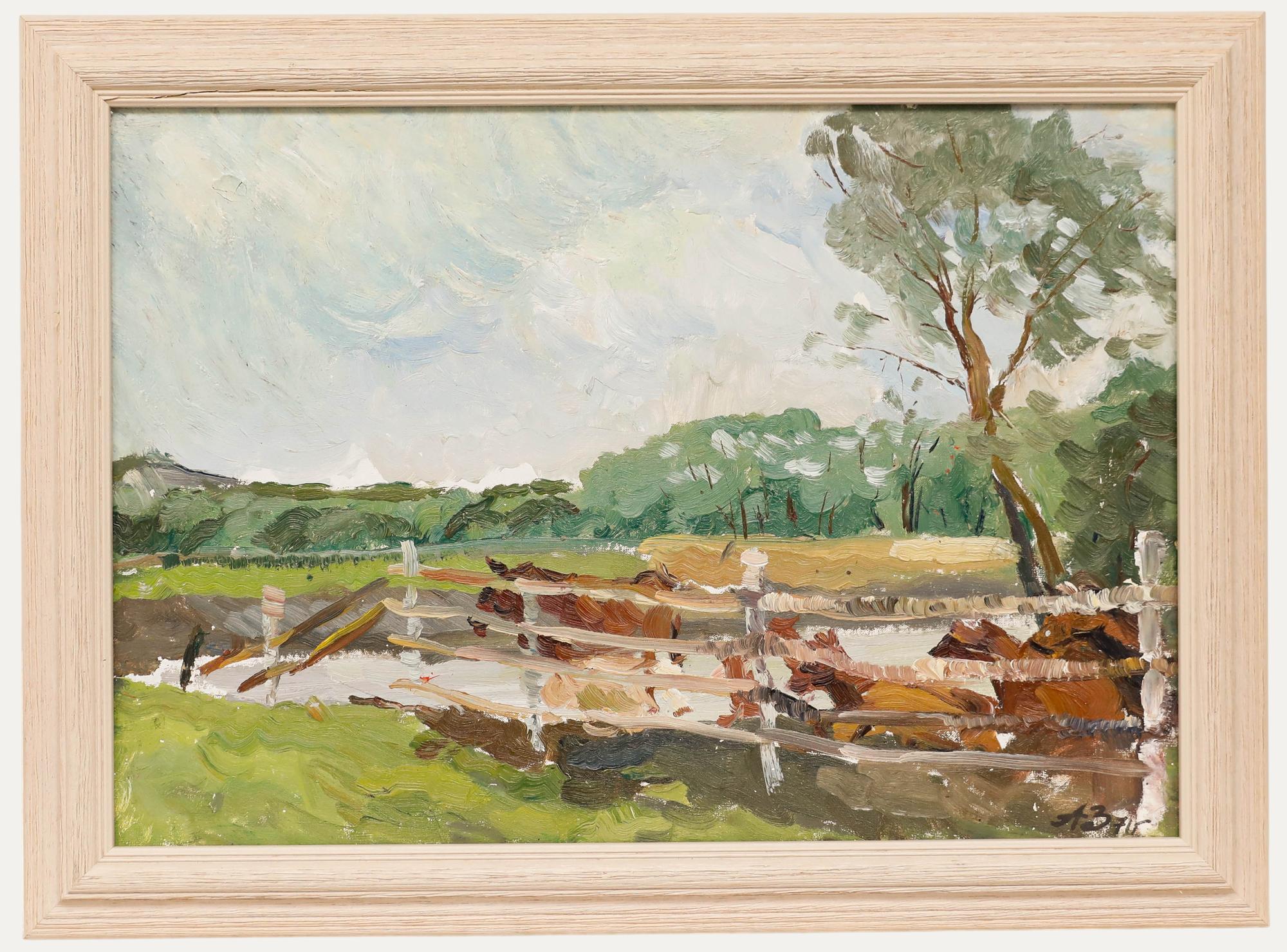 Unknown Landscape Painting - Ludmila Zakharova (b.1951) - Framed Oil, Summer Landscape with Horses
