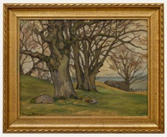 Ludvig Holm (1884-1954)  - Fine 1924 Oil, Winter Trees