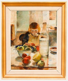 Ludvig Jacobson (1890-1957) - Huile du début du 20e siècle, fruits coupés