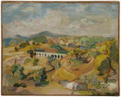 Ludwig Klimek (1912-1992) - Huile du milieu du XXe siècle, Le viaduc en pierre