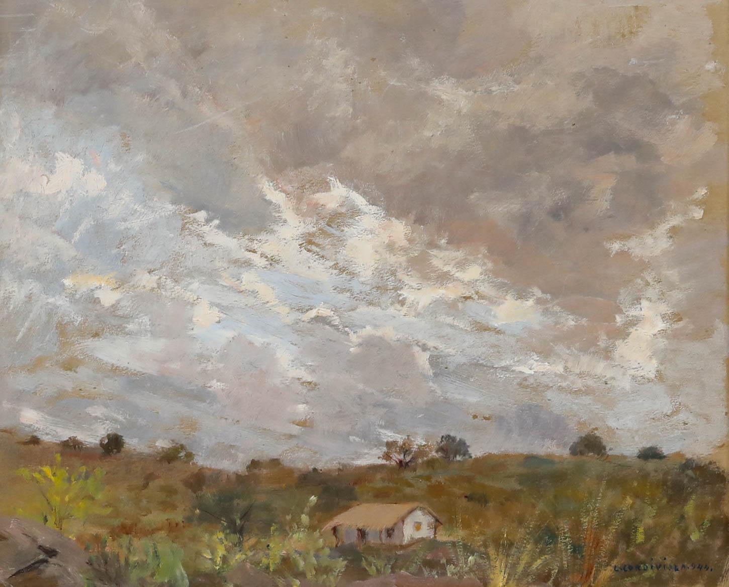 Luis Adolfo Cordiviola (1892-1967) - Olio del 1944 incorniciato, Pioggia in arrivo - Painting di Unknown