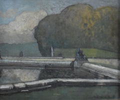 l'entreprise Guirand de Scevola (1871-1950), Dans le parc de Versailles, huile sur panneau
