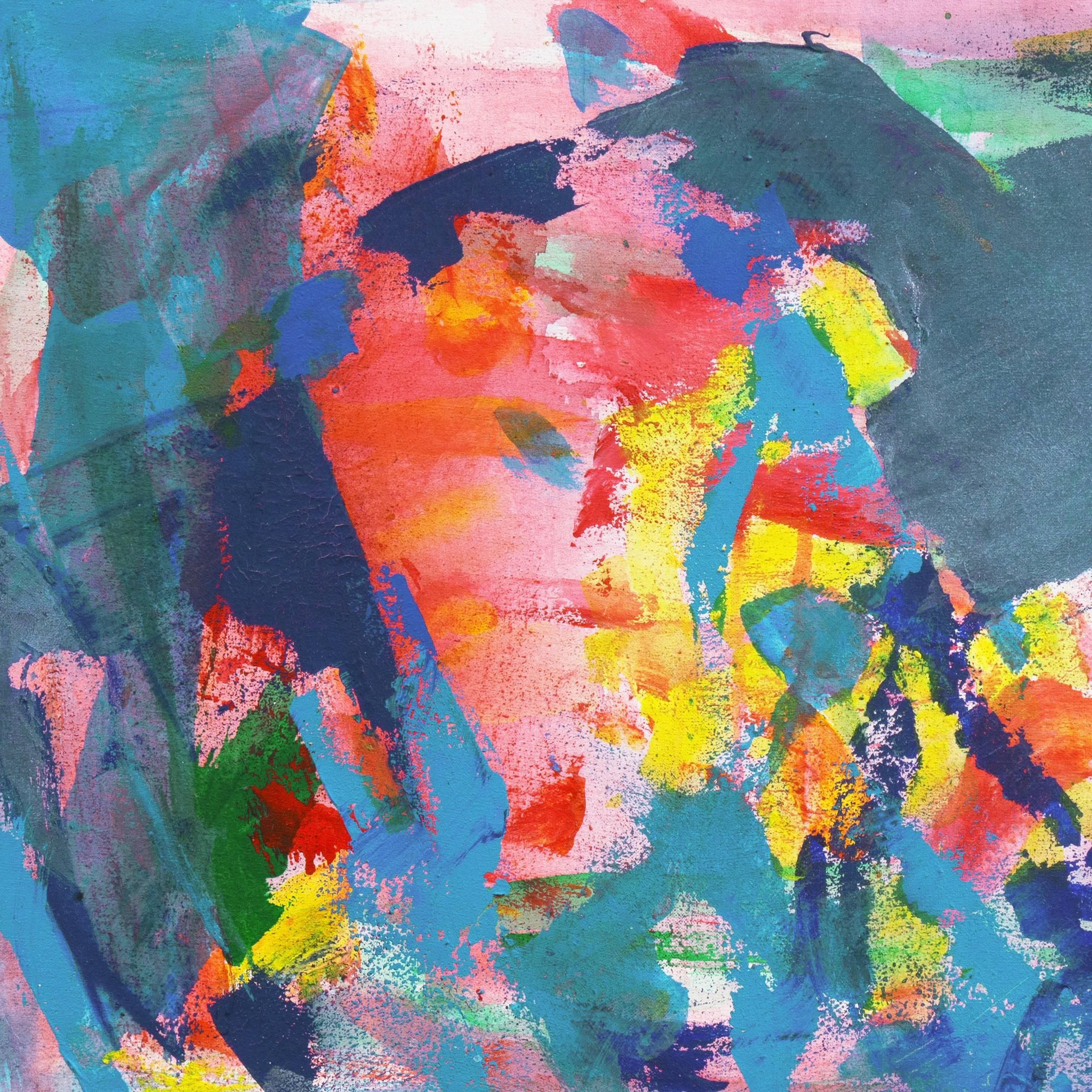 Lyrical Abstraction - Blue Abstract Painting by Unknown