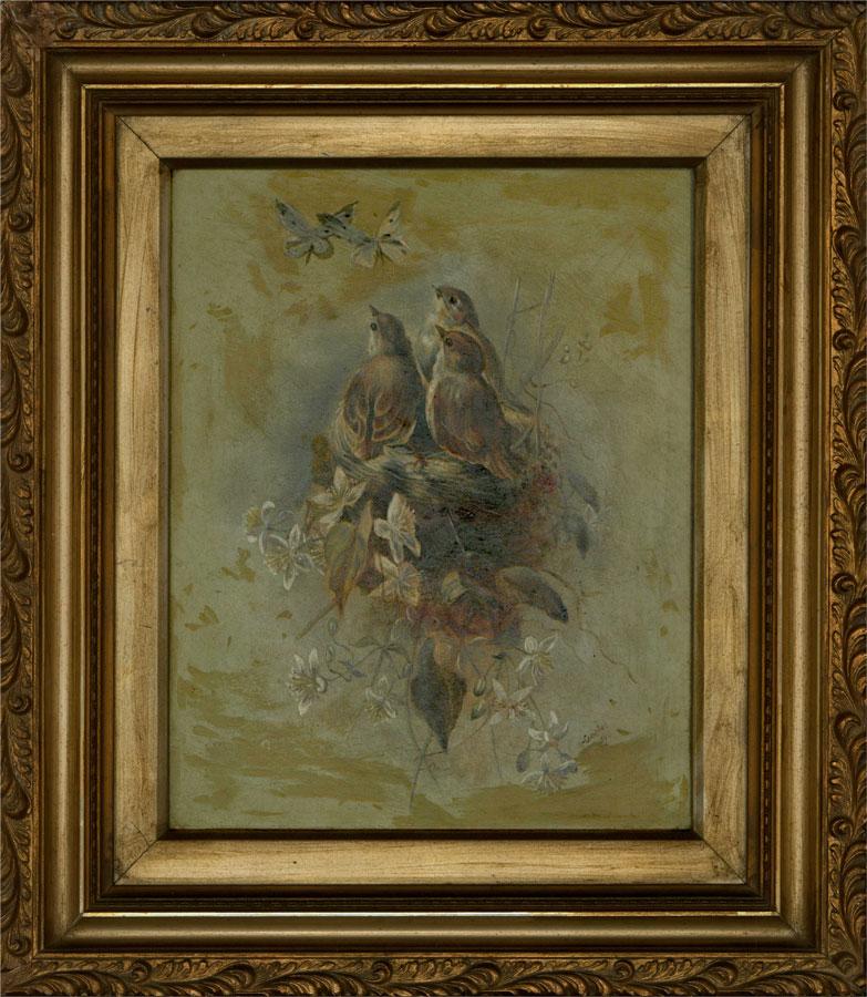 Unknown Animal Painting - M. Campbell - 1911 Oil, Out Of Reach
