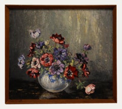 M. Davidson - Olio del XX secolo incorniciato, Natura morta di anemoni