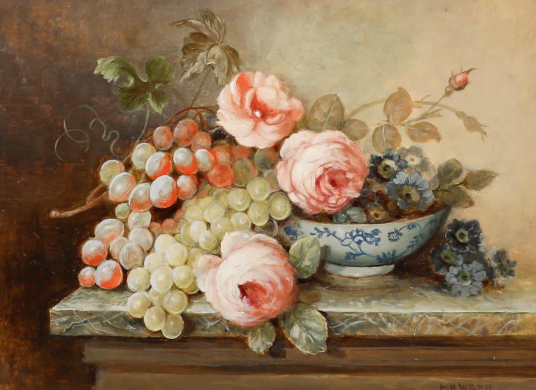 M. Hilary Wenn – Ölgemälde, Rosen und Trauben, 20. Jahrhundert, Öl – Painting von Unknown