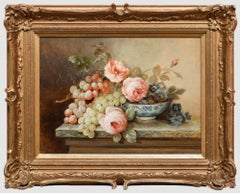 M. Hilary Wenn – Ölgemälde, Rosen und Trauben, 20. Jahrhundert, Öl