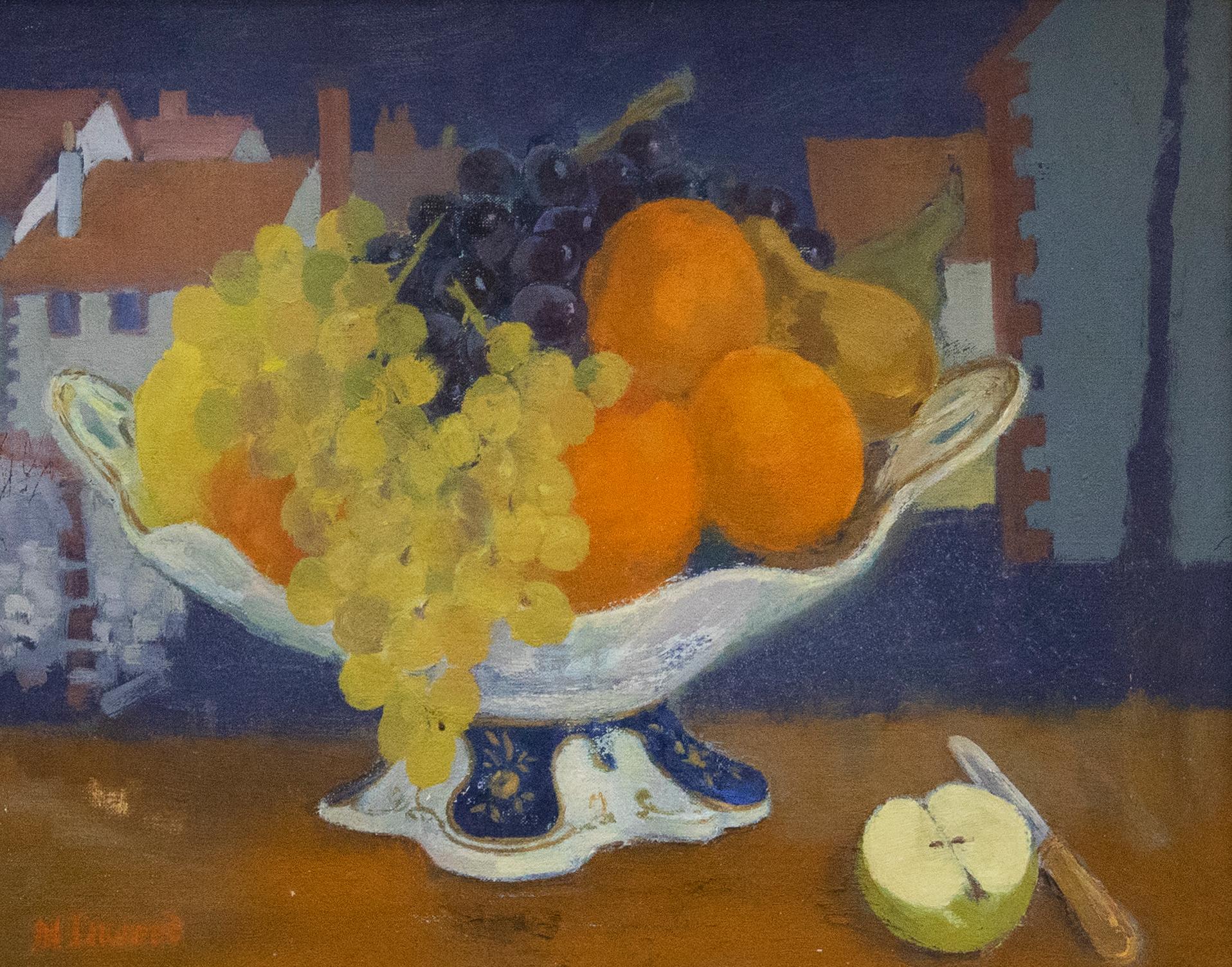 M. Inwood - Modern British 20th Century Oil, Fruit on a Window Ledge - Painting by Unknown