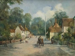 M J Randell - Framed 20th Century Oil, A Street Scene with Horse and Cart