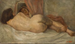 M. Kola - Mid 20th Century Oil, Nude on Bed