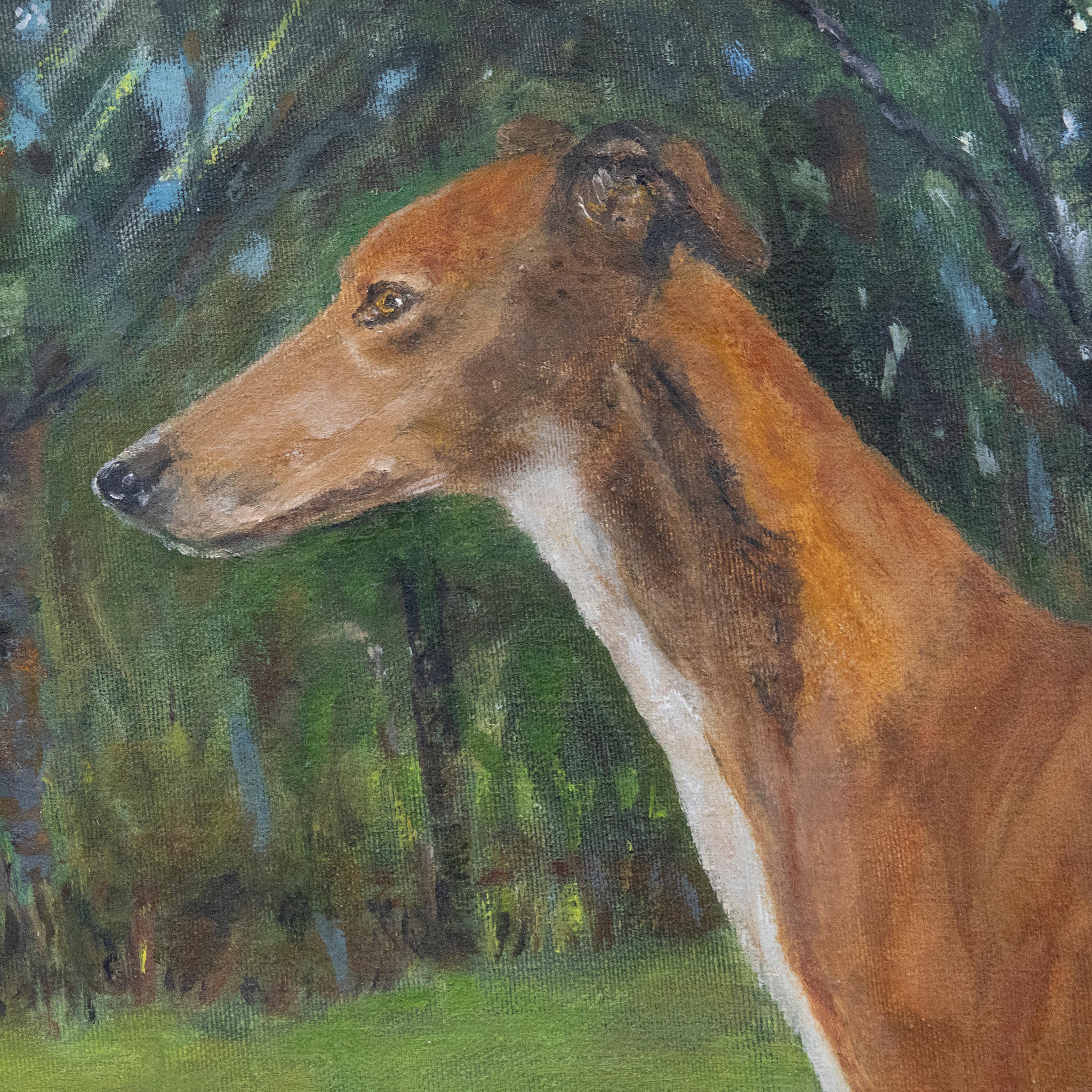 greyhound oil painting