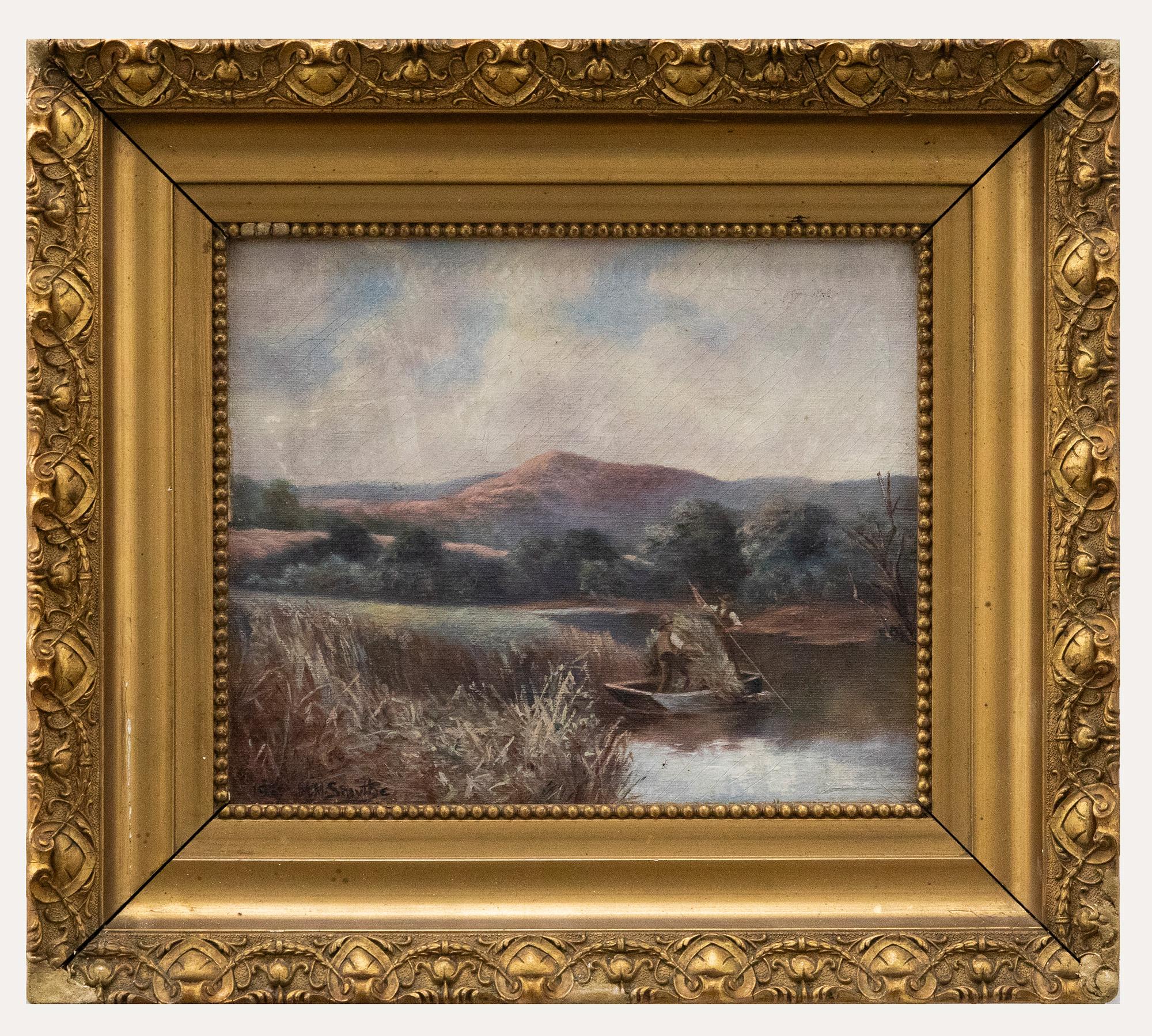 Unknown Landscape Painting - M. M. Smythe  - Framed Early 20th Century Oil, Clearing the Bulrush
