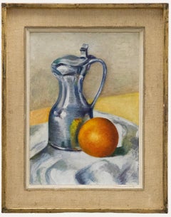 M. Mania  - 20th Century Oil, Tangerine and Pewter Jug