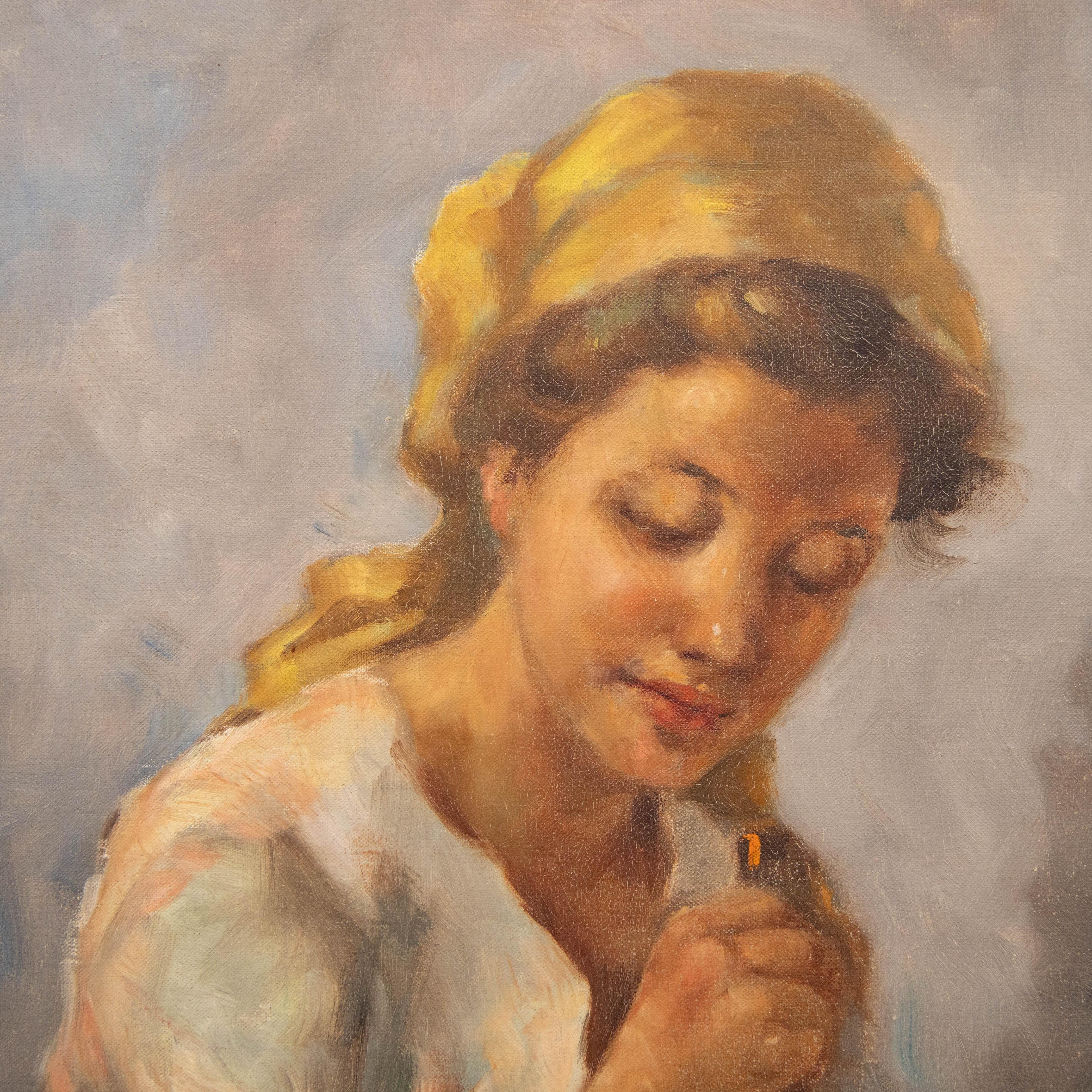 M. Nagy - Gerahmtes Ölgemälde des 20. Jahrhunderts, Porträt einer tanzenden Butter Dame 2