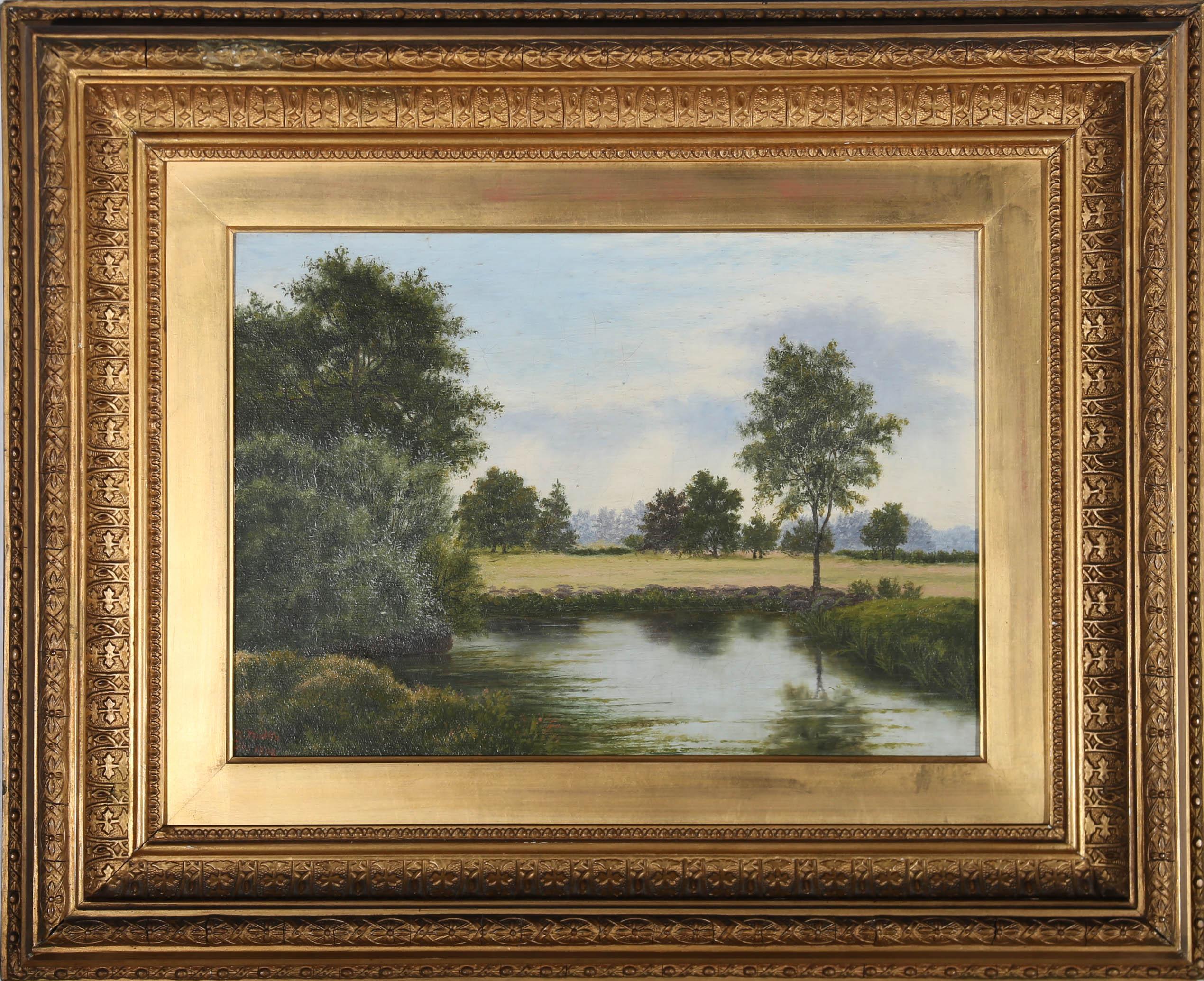 M. Nicklin - Gerahmt 1890 Öl, Flusslandschaft