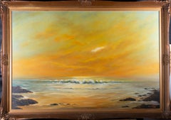 M. Parkin - 1973 Oil, Vibrant Sunset Over The Ocean