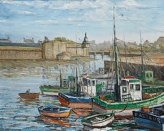 M. Pensec - Framed 20th Century Oil, Le Port de Concarneau