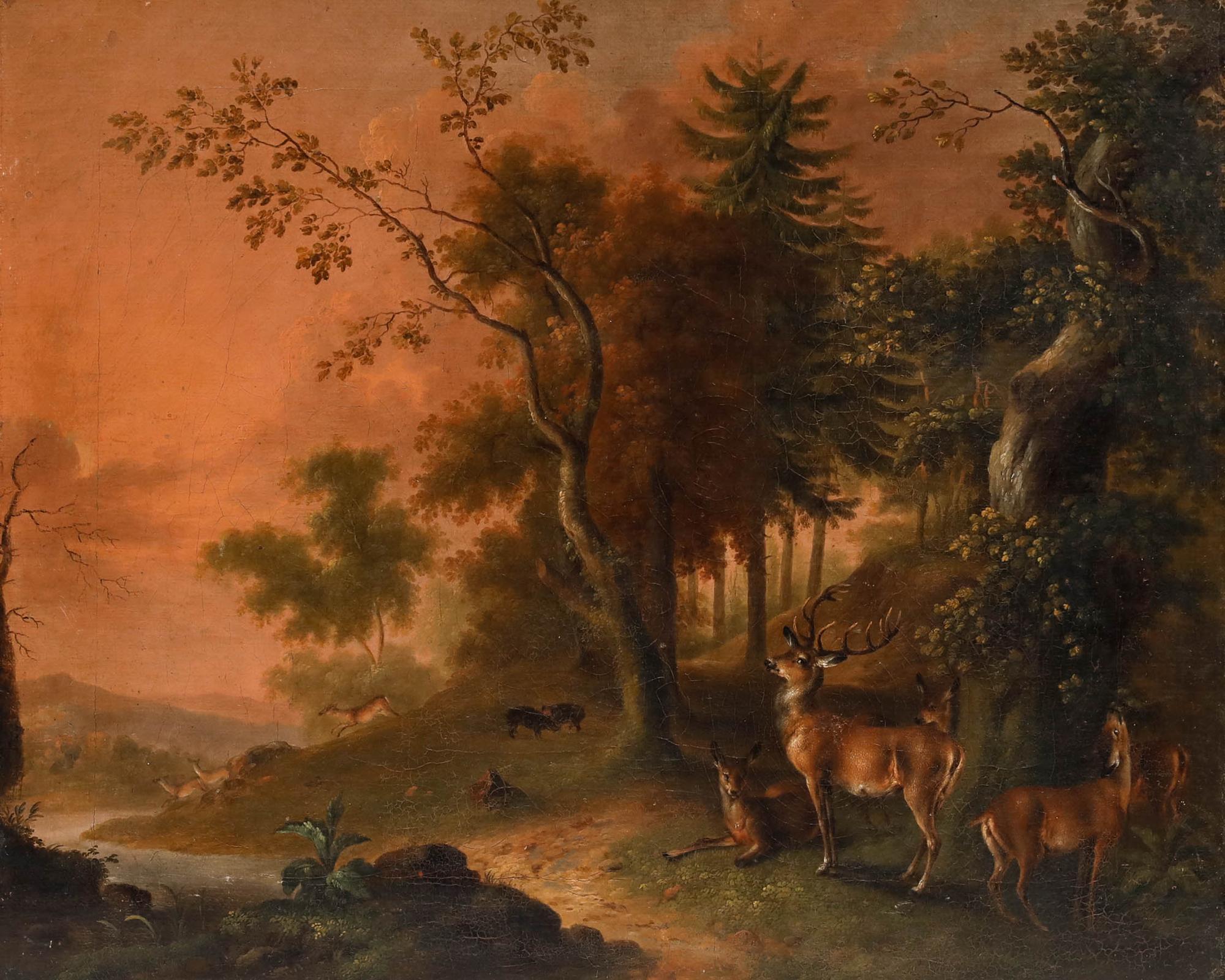 M. Prasch - 1880 Oil, Noble Deer - Painting by Unknown