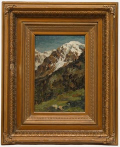 M. Sola - Framed Early 20th Century Oil, Alpine Mountains with Snow