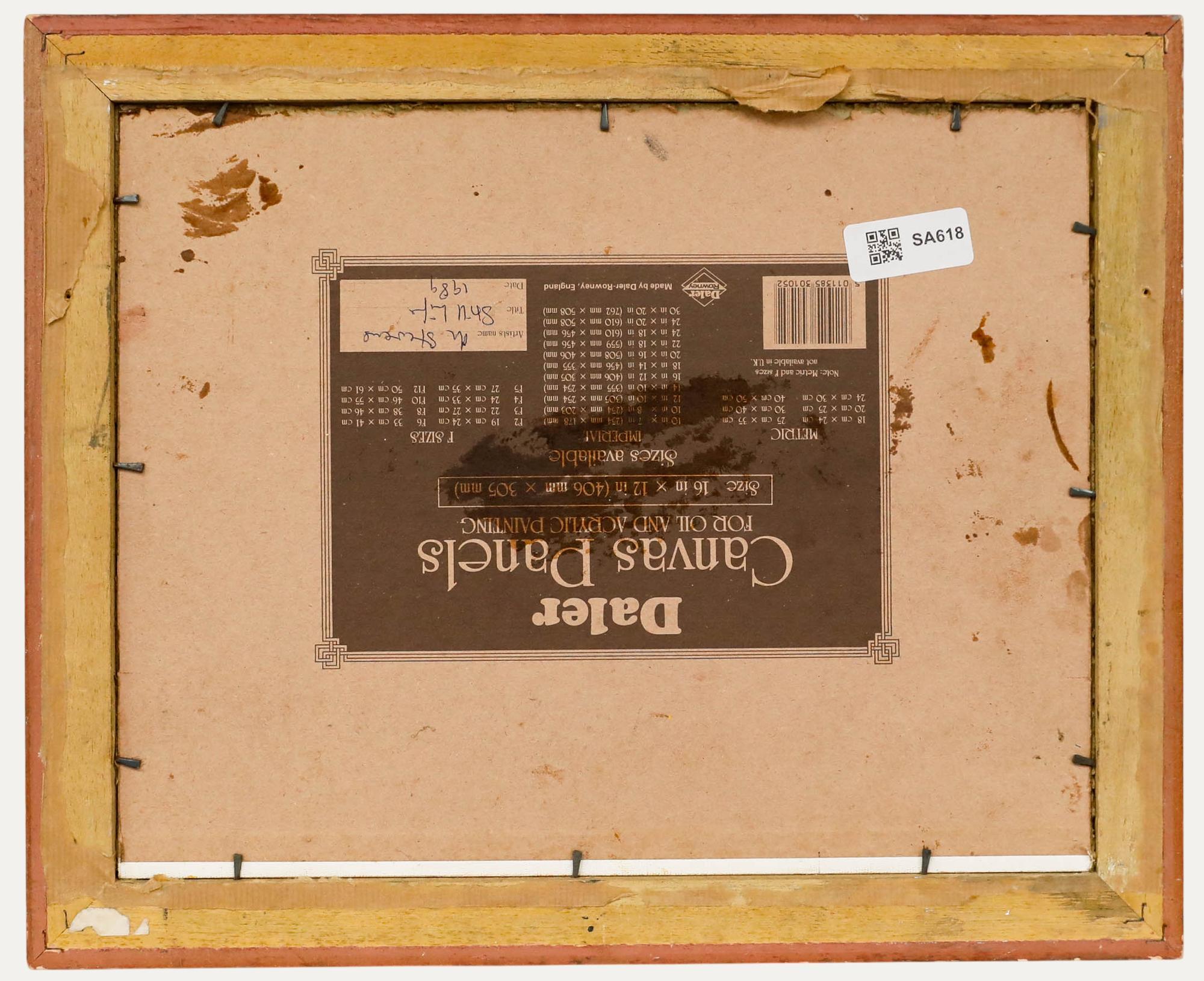 M. Stevens - 1989 Öl, Äpfel auf der Glasplatte (Braun), Still-Life Painting, von Unknown