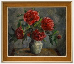 M. Williams - Framed 20th Century Oil, Still Life of Peonies