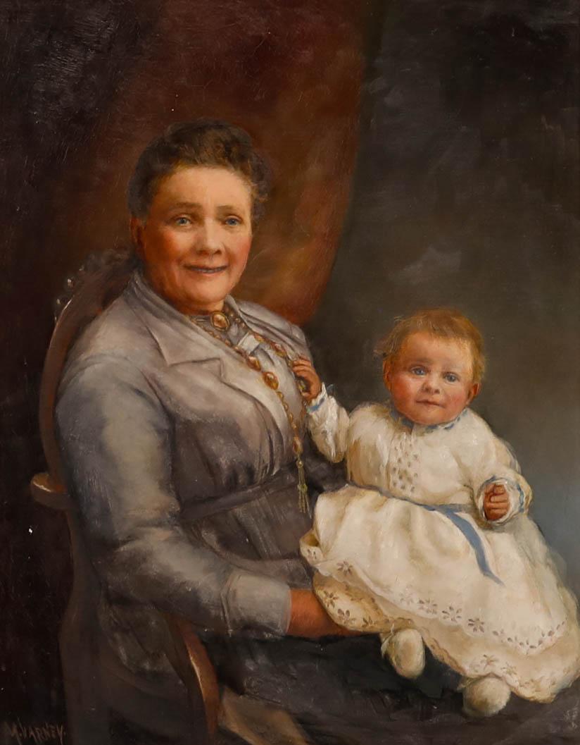 Madam Varney – Ölgemälde, Mutter und Kind, 19. Jahrhundert – Painting von Unknown