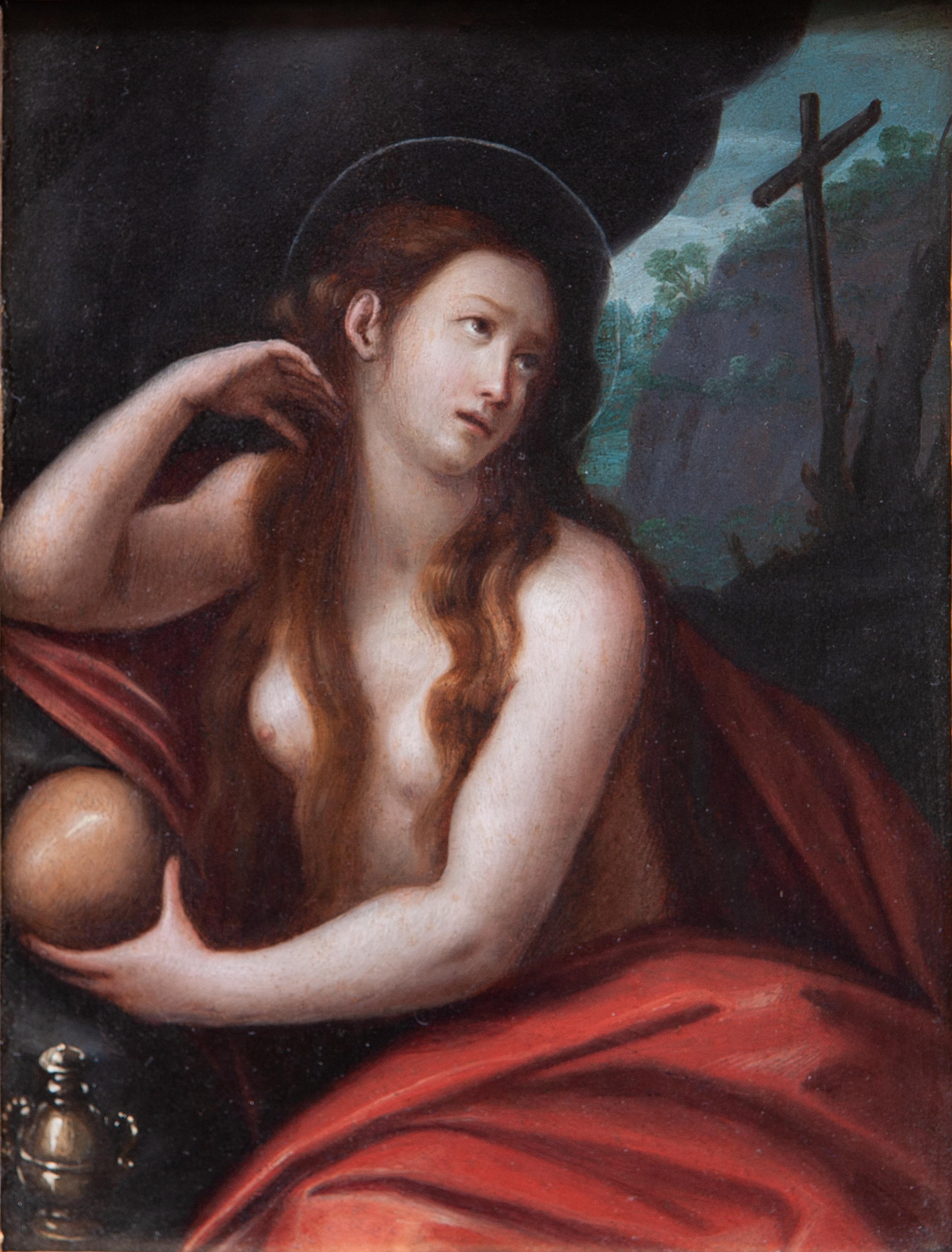 Büßende Magdalena - Maler aus dem 17 – Painting von Unknown