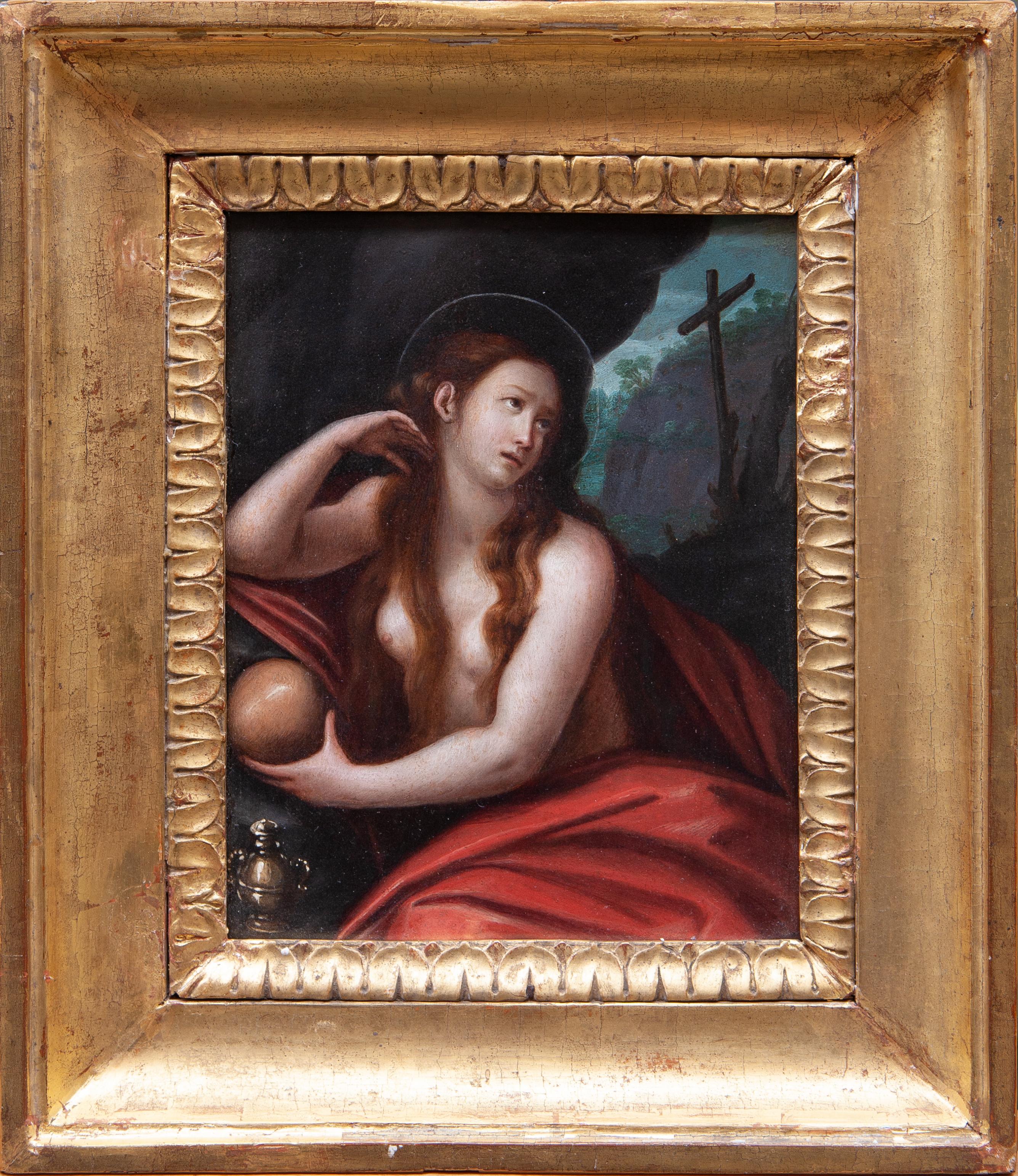 Unknown Figurative Painting – Büßende Magdalena - Maler aus dem 17