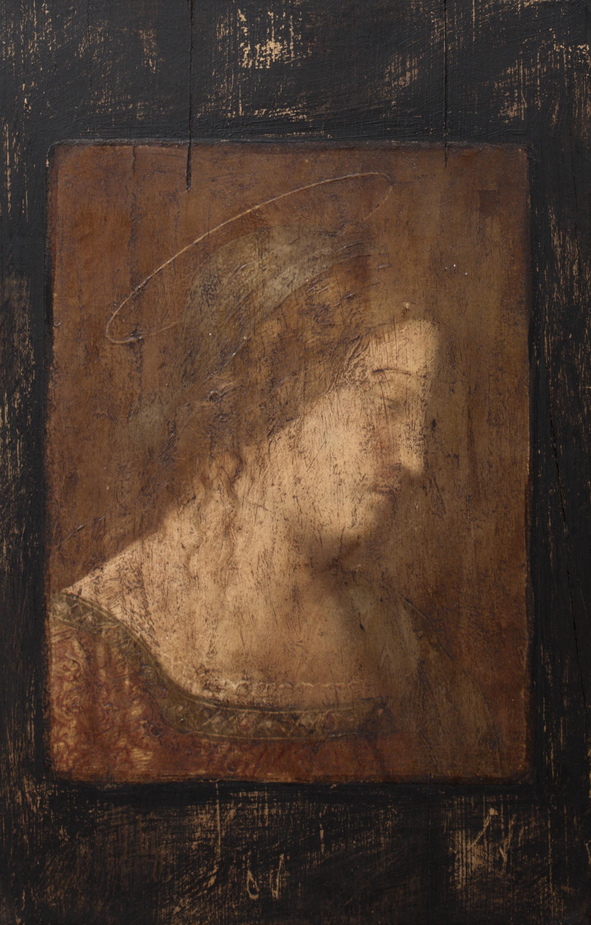 Madone, XVIIe siècle, suiveur de Leonardo da Vinci (1452-1519) - Noir Portrait Painting par Unknown