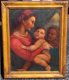 Madonna and Child 19th Century Oil Painting