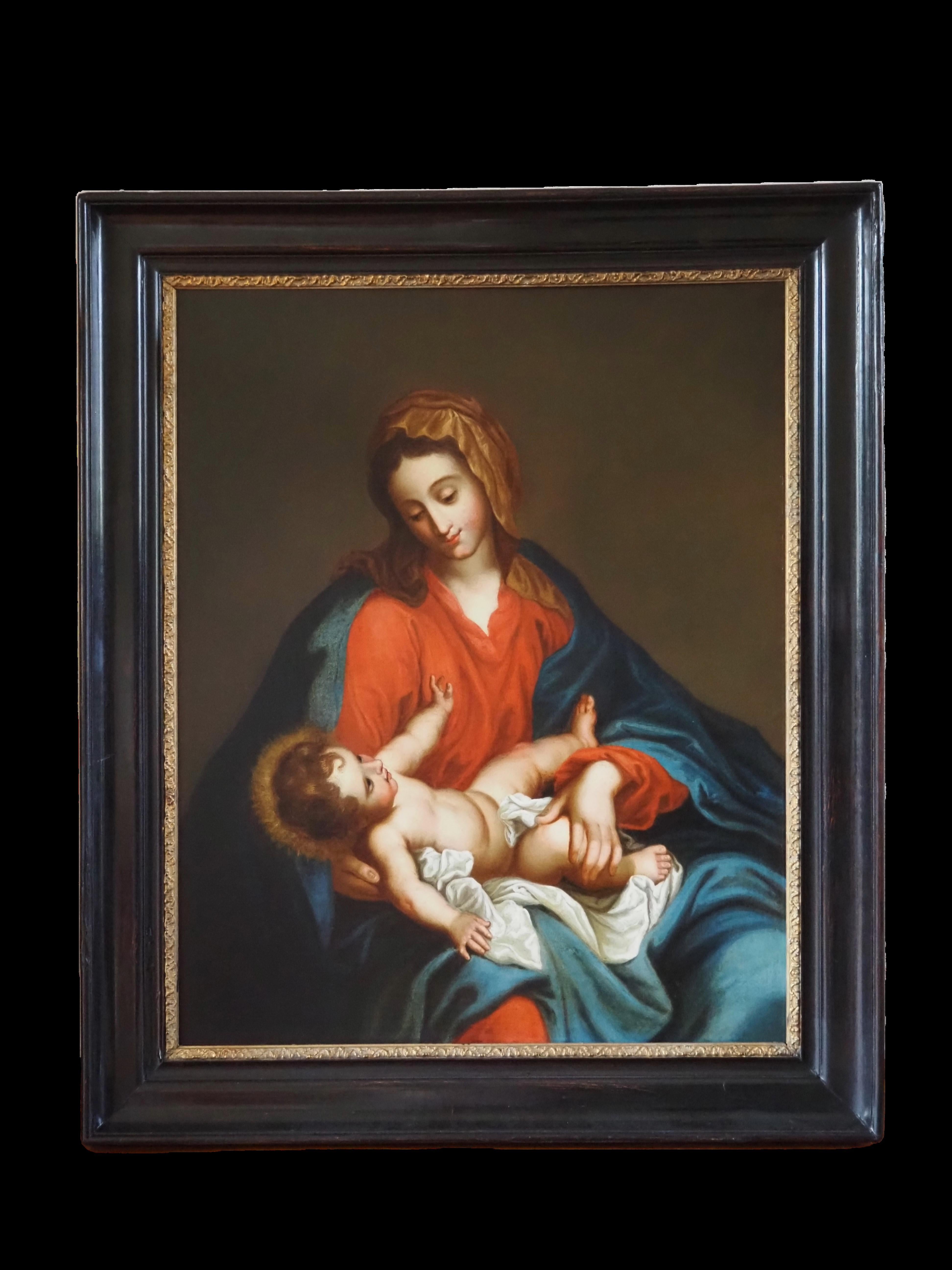 Virgen con el Niño, escuela italiana, siglo XVIII - Painting de Unknown