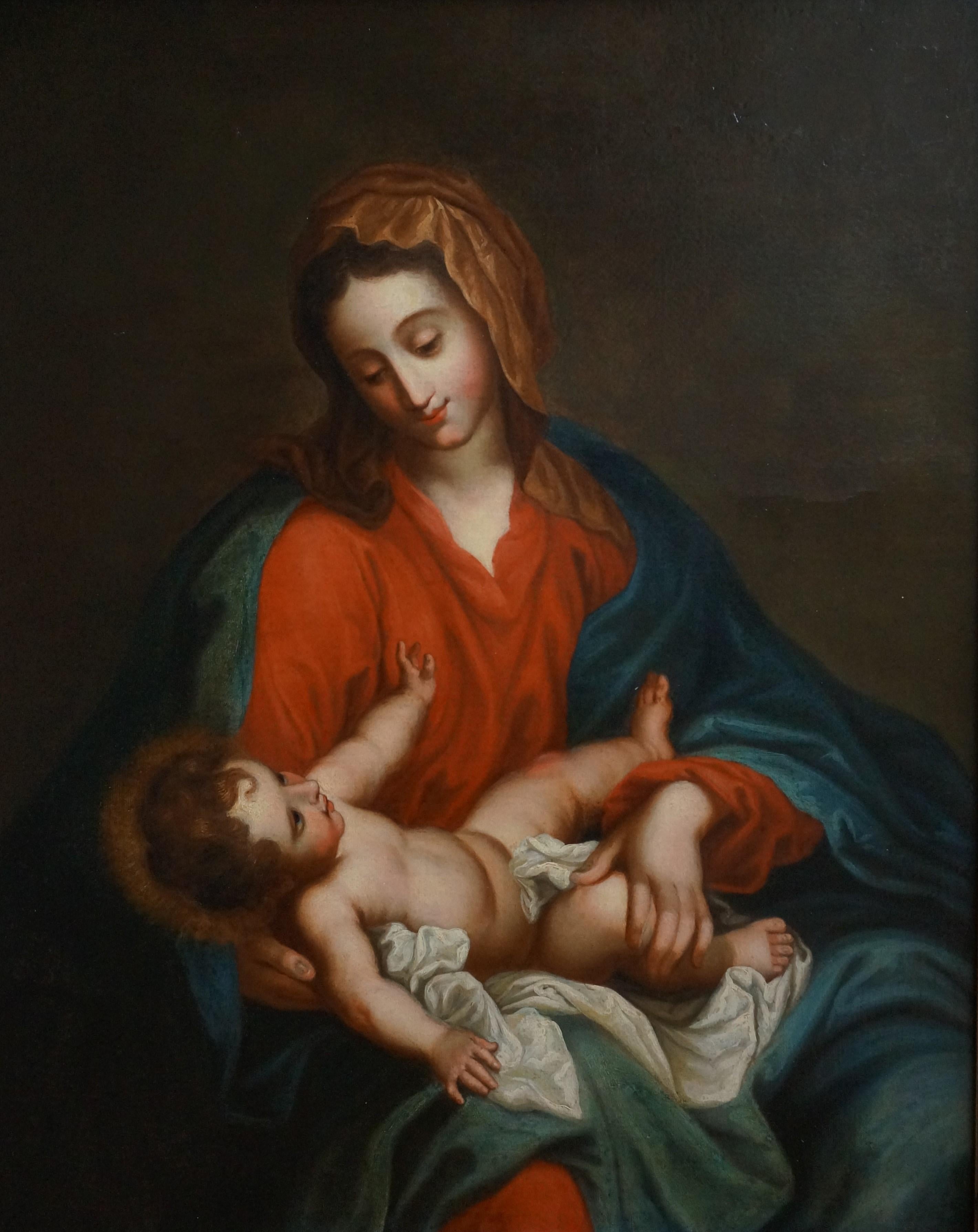 Unknown Figurative Painting – Madonna und Kind, italienische Schule, 18. Jahrhundert