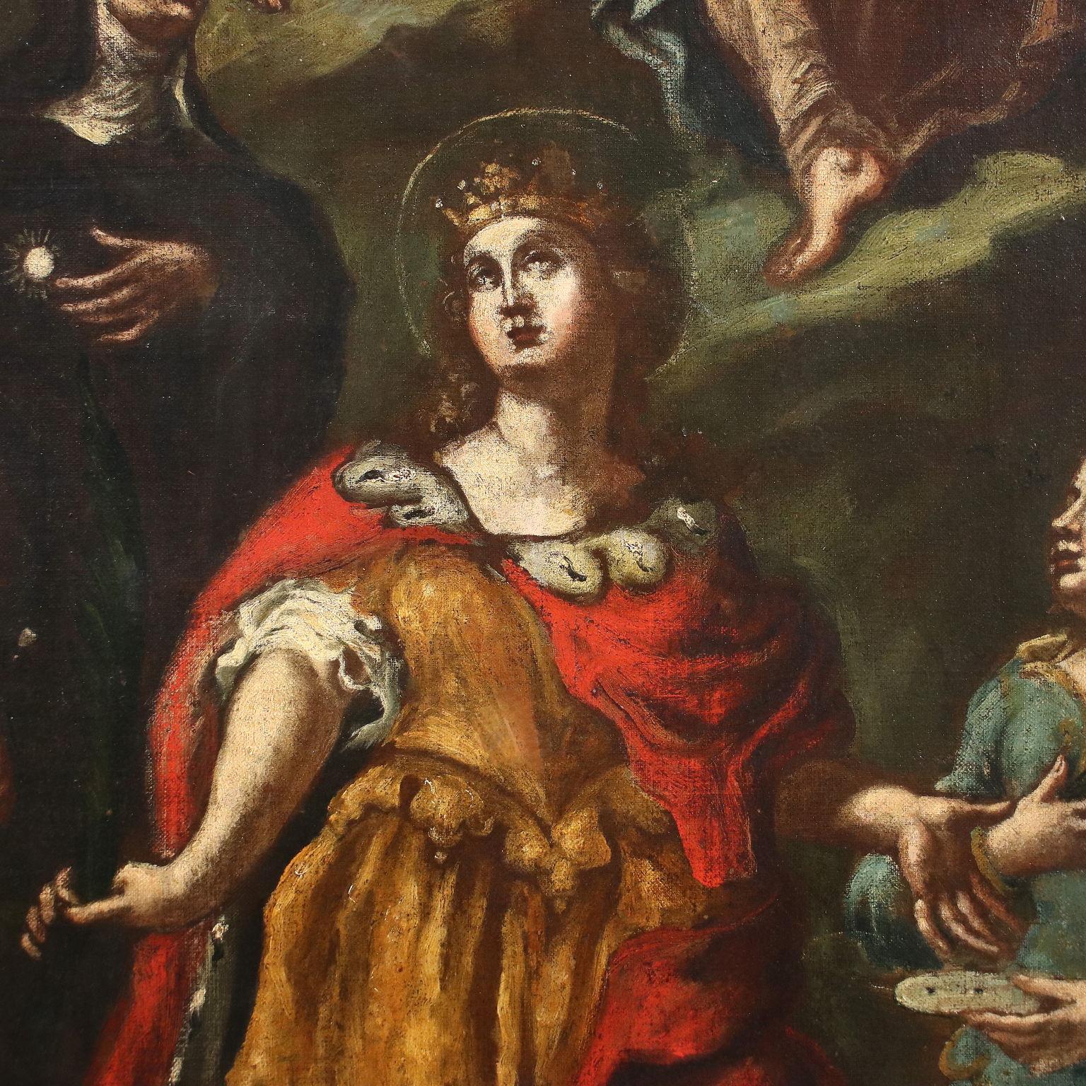 Madonna and Child with Saints, XVIIth - XVIIIth century - Other Art Style Painting by Unknown
