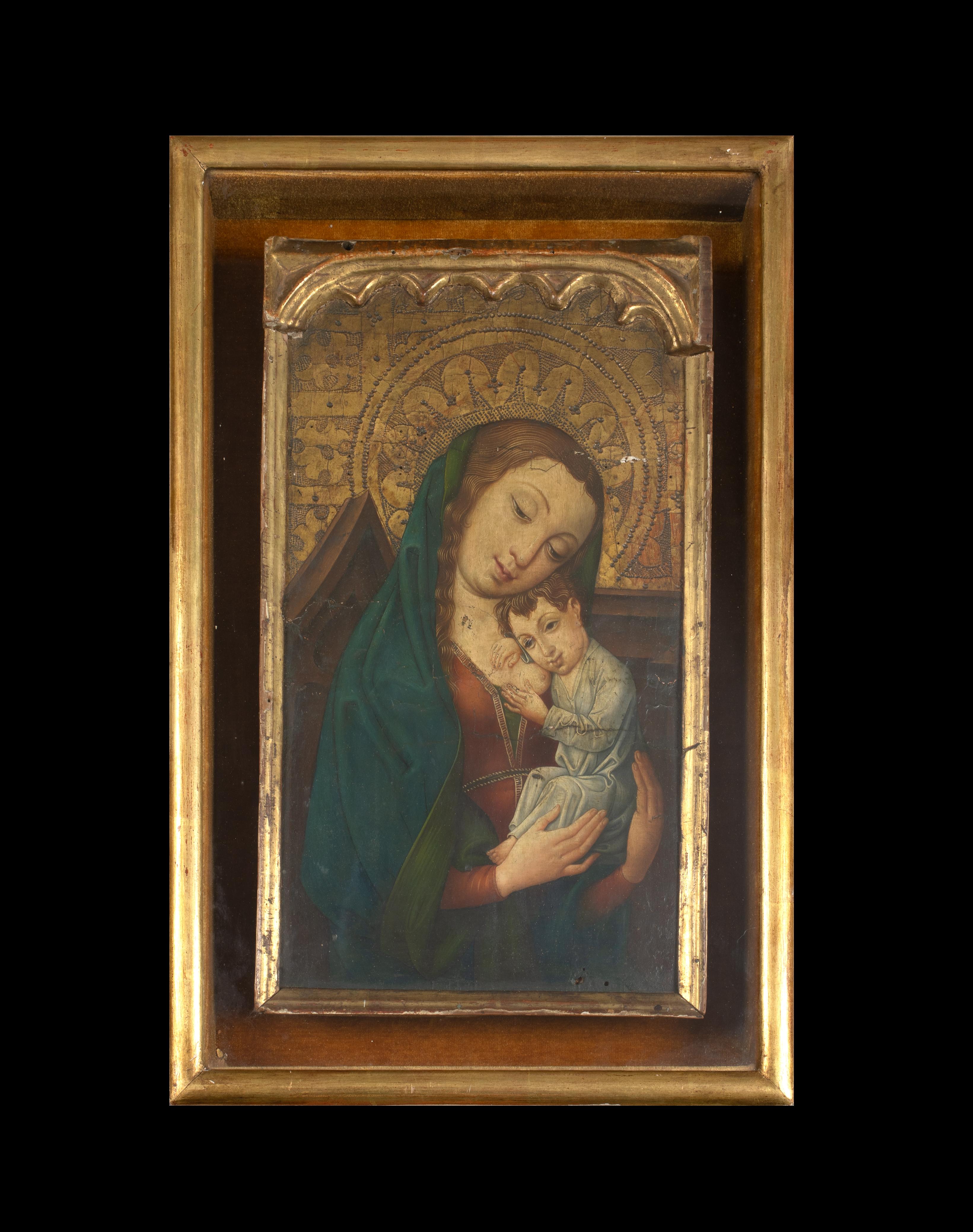 Madonna & Child, 15th Century

Tuscan School

Large 15th Century Tuscan School depiction of the Madonna & Child, tempera & gold on engraved panel. Excellent quality and condition Tuscan devotional scene of the Madonna feeding the infant Christ.