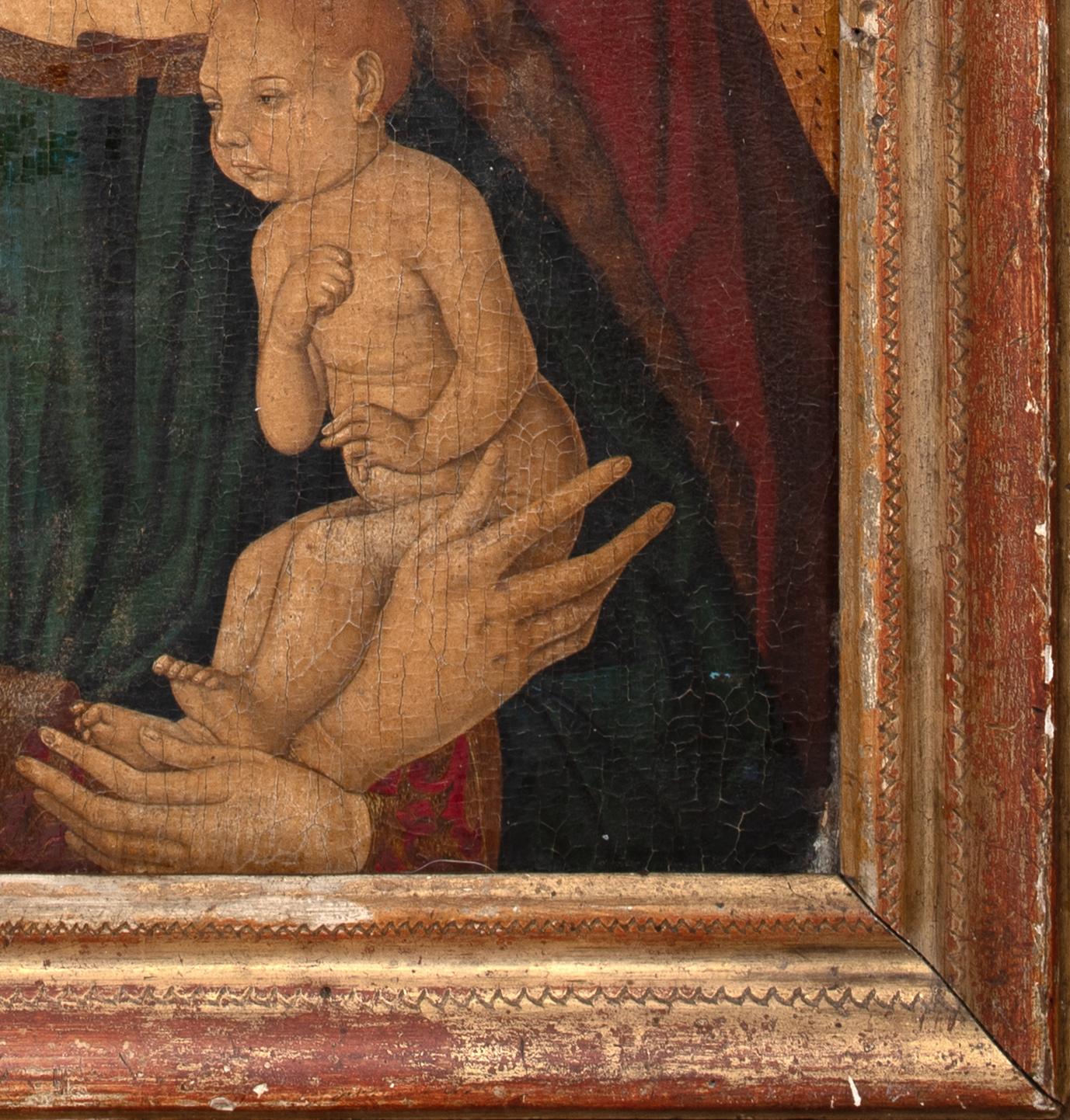 Madone & Child, huile sur panneau

adepte de DIERIC BOUTS (1415-1475)

Scène de dévotion du début des Pays-Bas représentant la Vierge et l'Enfant, huile sur panneau à fond d'or. Petite représentation précoce de la Madone et de l'Enfant, craquelure