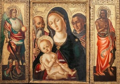 Used Madonna & Child St Jerome St Francis, Archangel Michael, St John, Triptych 
