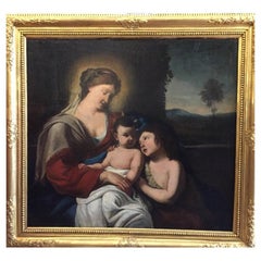 Madone à l'enfant et saint Jean 17e siècle École lombarde italienne