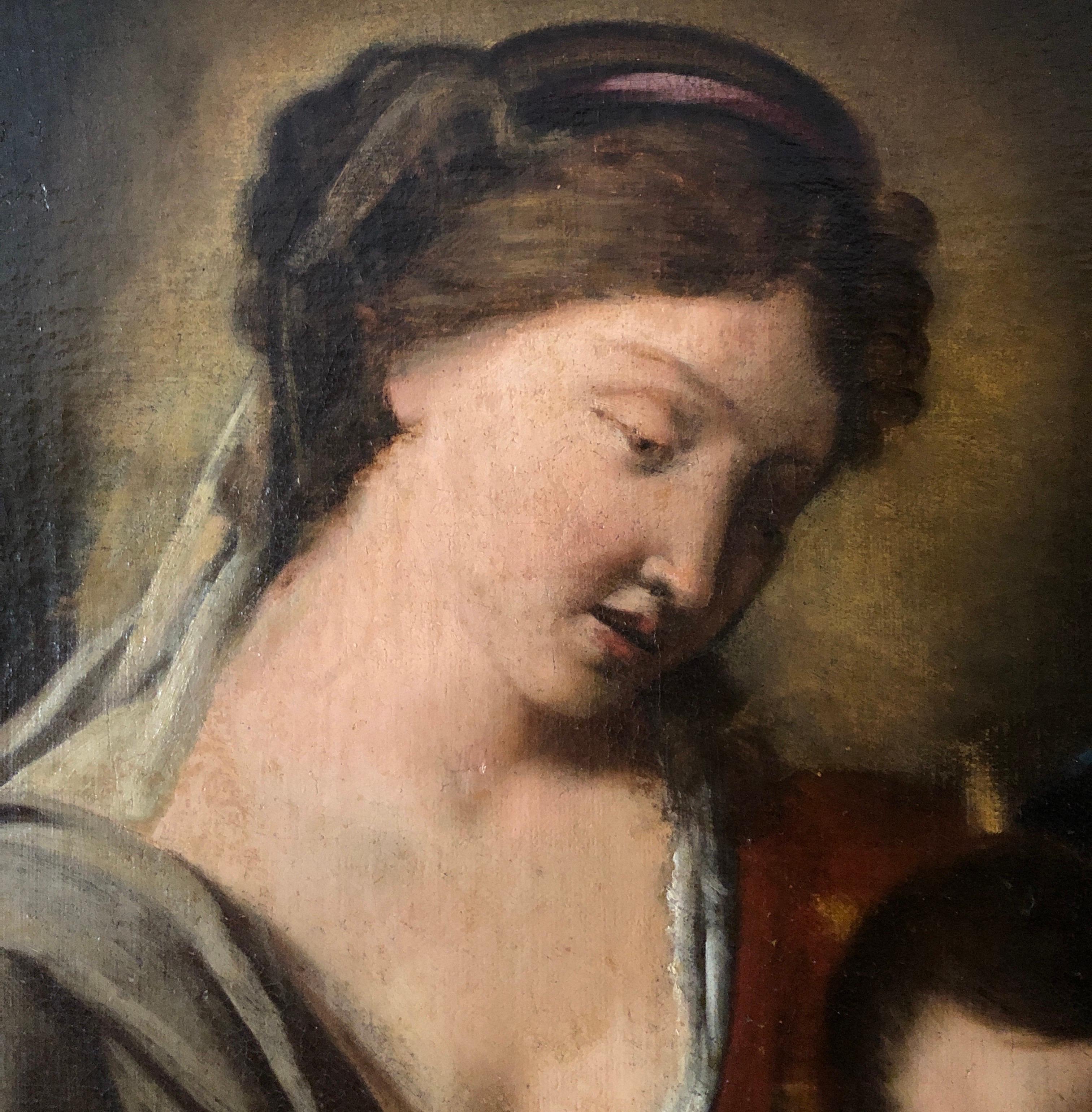 Madone à l'enfant et saint Jean 17e siècle École lombarde italienne - Baroque Painting par Unknown
