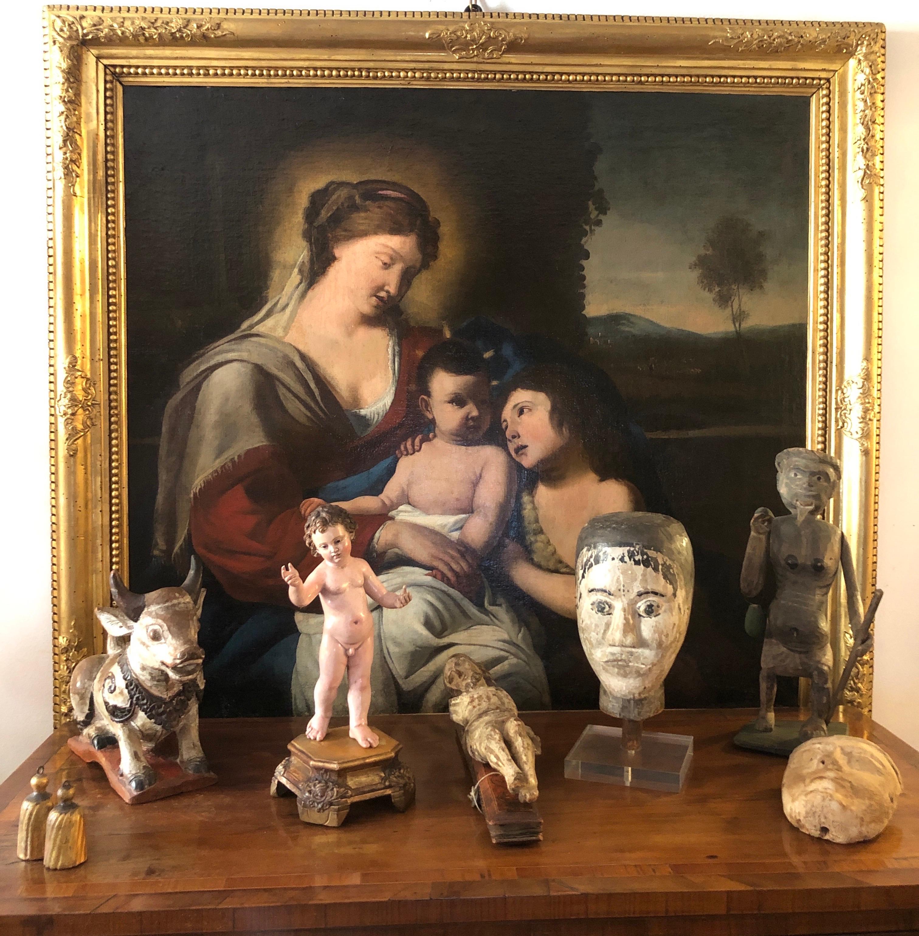 Madone à l'enfant et saint Jean 17e siècle École lombarde italienne en vente 4