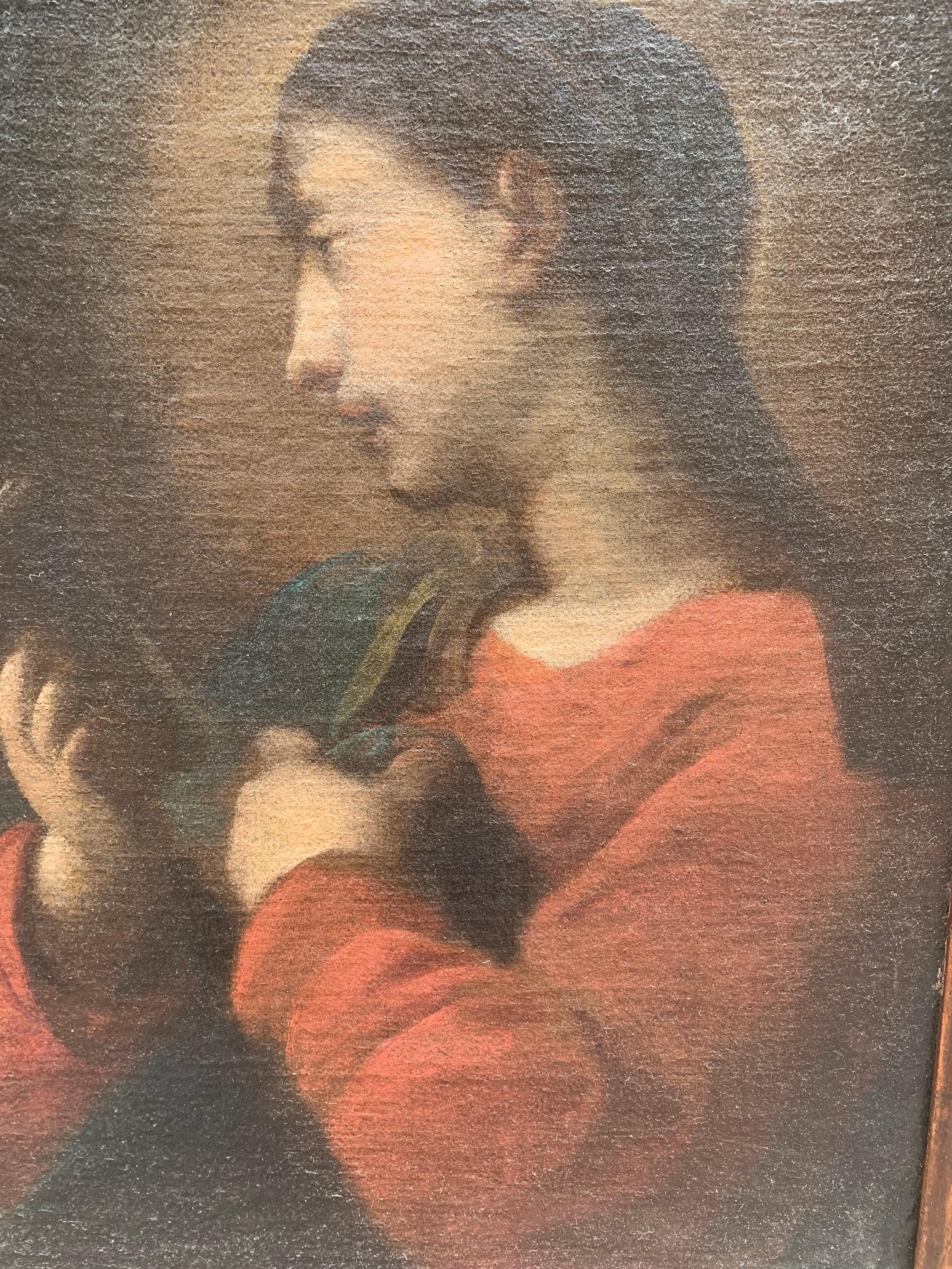 Madonna mit dem Buch. Genovese Schule. Ein Anhänger von Bernardo Strozzi. im Angebot 1