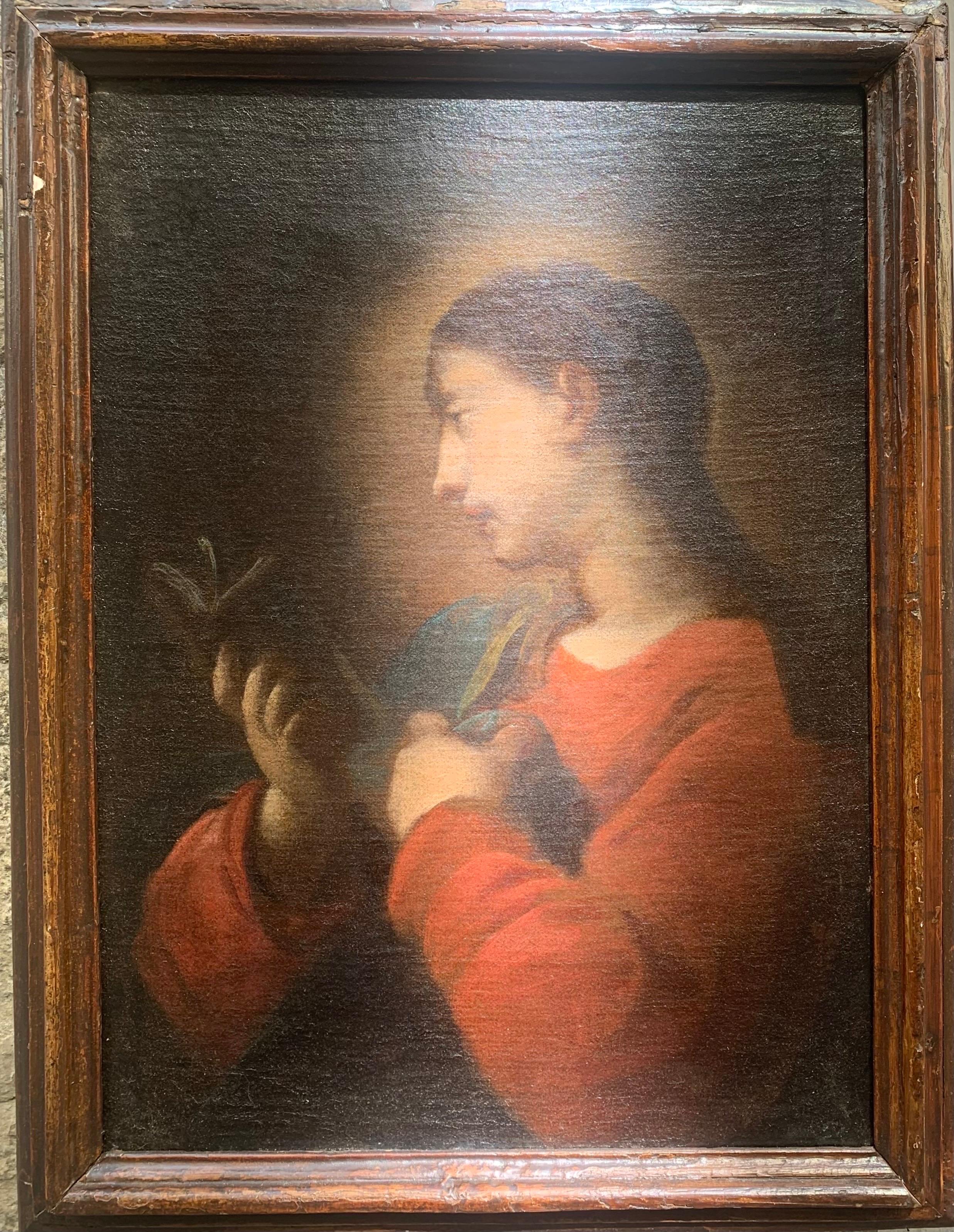 Unknown Portrait Painting - Madonna with the book. Genovese School. Follower of Bernardo Strozzi.