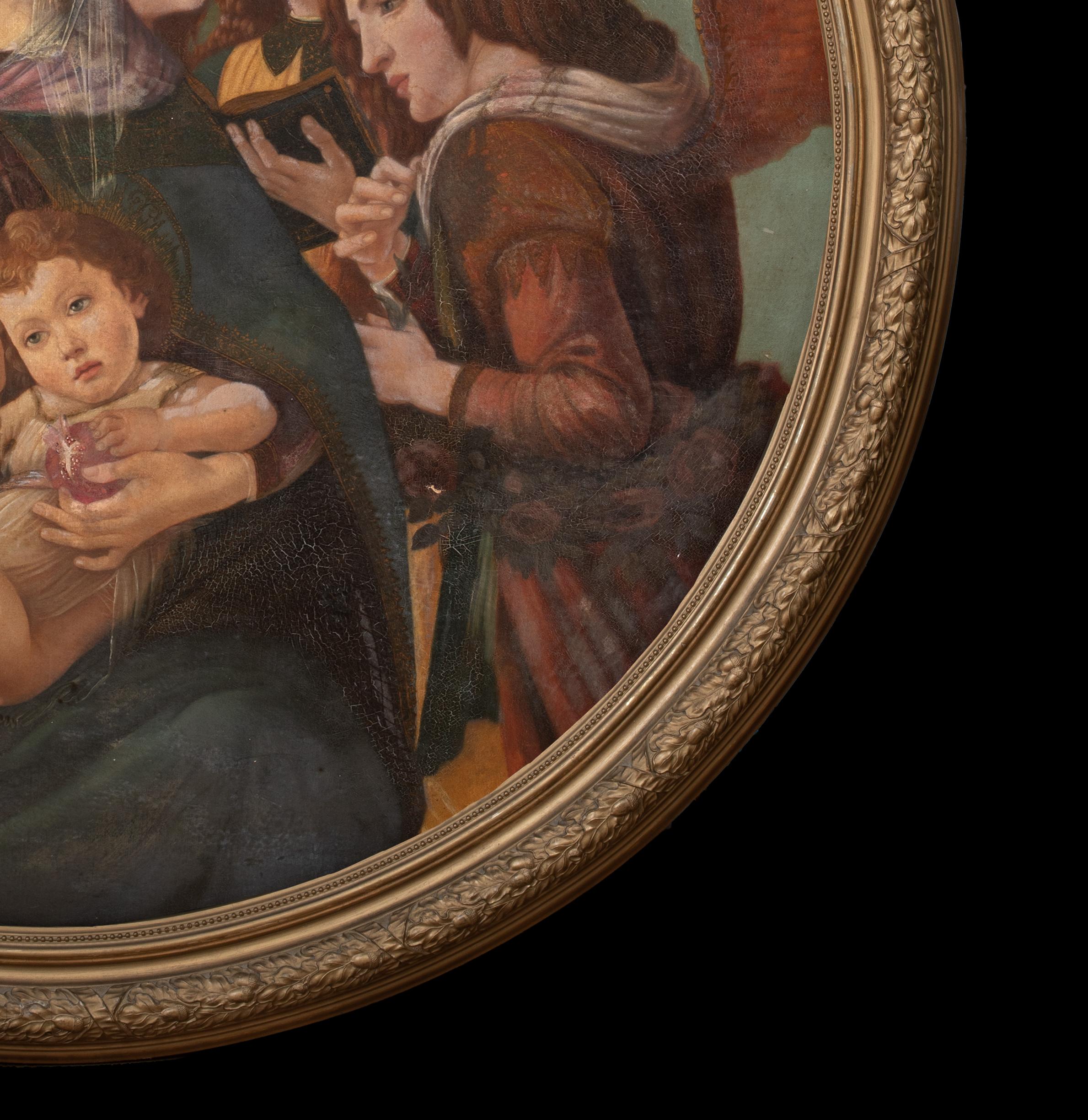 Madonna della Melagrana (Madonna mit dem Granatapfel), 17. Jahrhundert

nach SANDRO BOTTICELLI (1445-1510)

Riesige italienische Darstellung der Granatapfelmadonna um 1700, Öl auf Leinwand/Tondo. Ausgezeichnete Qualität und großformatige Version von