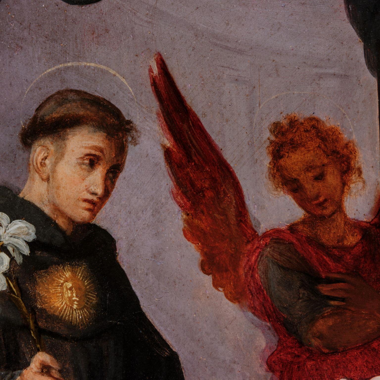 Vierge à l'enfant entre des anges et les saints Nicolas de Tolentino en vente 7