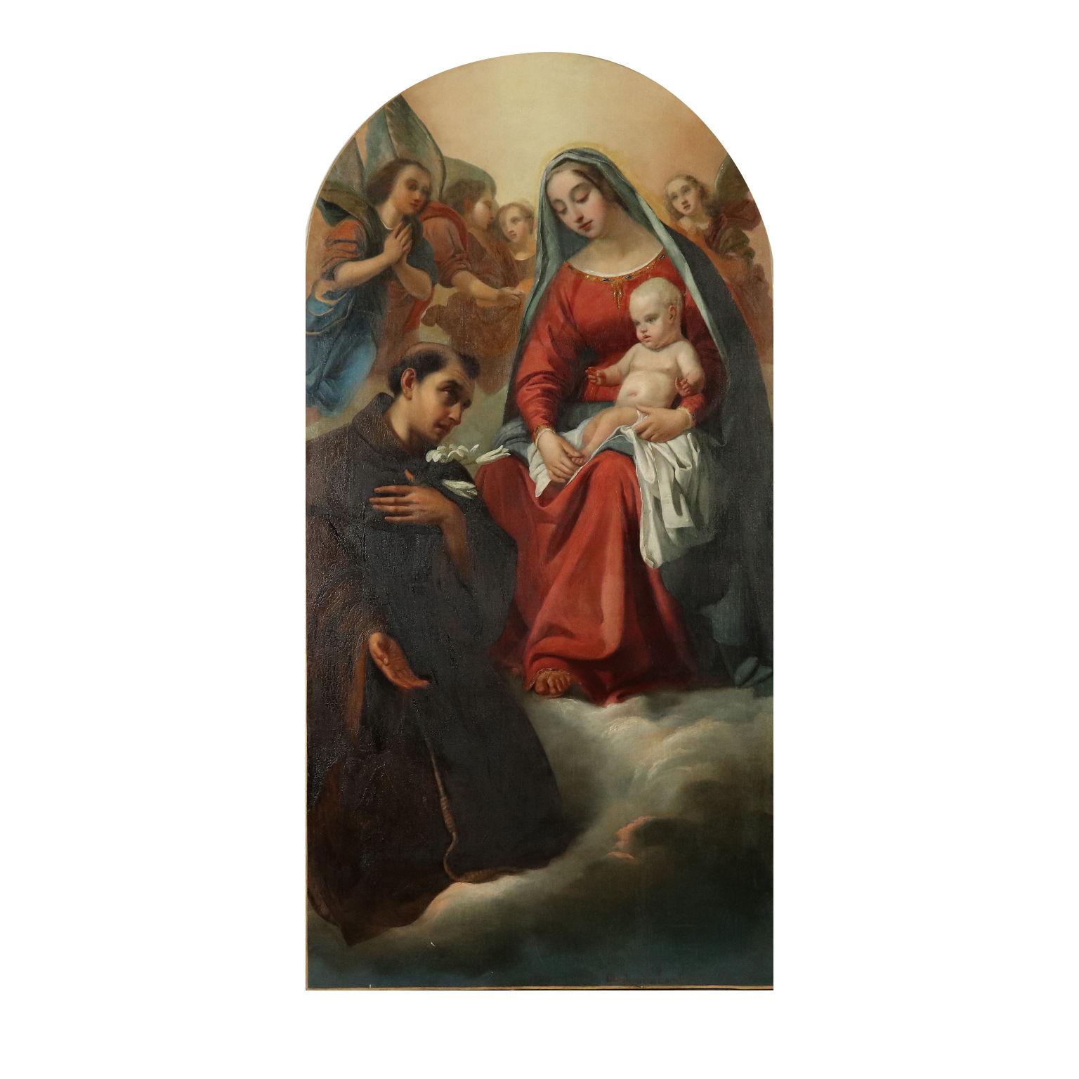 Unknown Figurative Painting - Madonna with Child and St. Anthony from Padua 19th Century