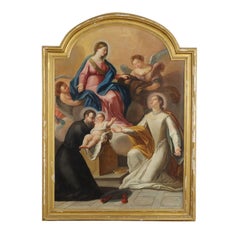 Madonna with Child Angels and Saints, XVII-XVIIIth century
